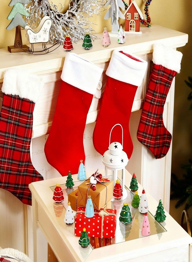 Fourluoo 48 Pcs Mini Resin Christmas Trees Figurines Miniature Christmas Figures for Crafts Small Pine Tree Ornaments Tiny Landscape Figures for Xmas DIY Craft Fairy Garden Table Vase Decor - Image 4